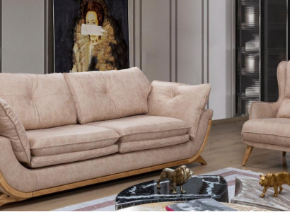 Beige Seating Set Luxury Sofas Designer Sofa set 3+1 Seater Furniture